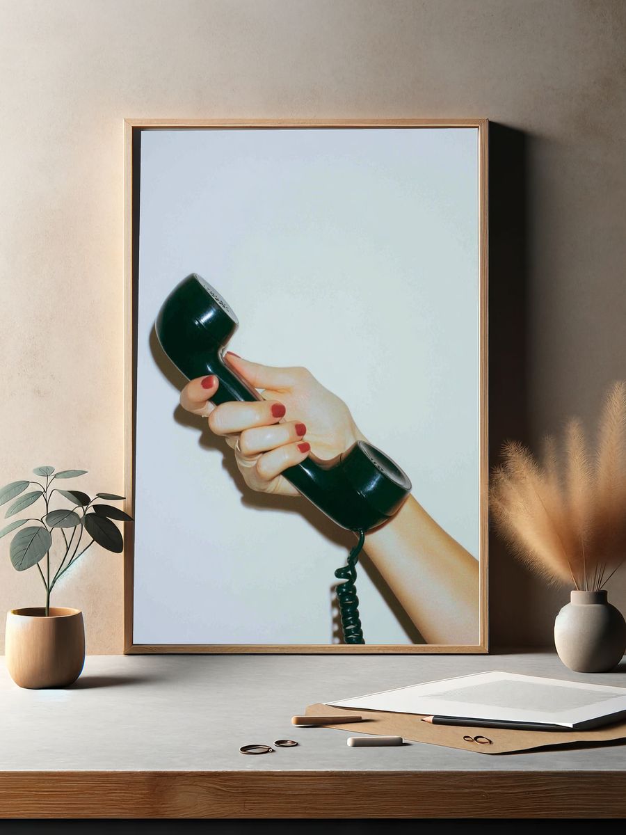 Hand Holding Telephone Photography Poster. — room view 2