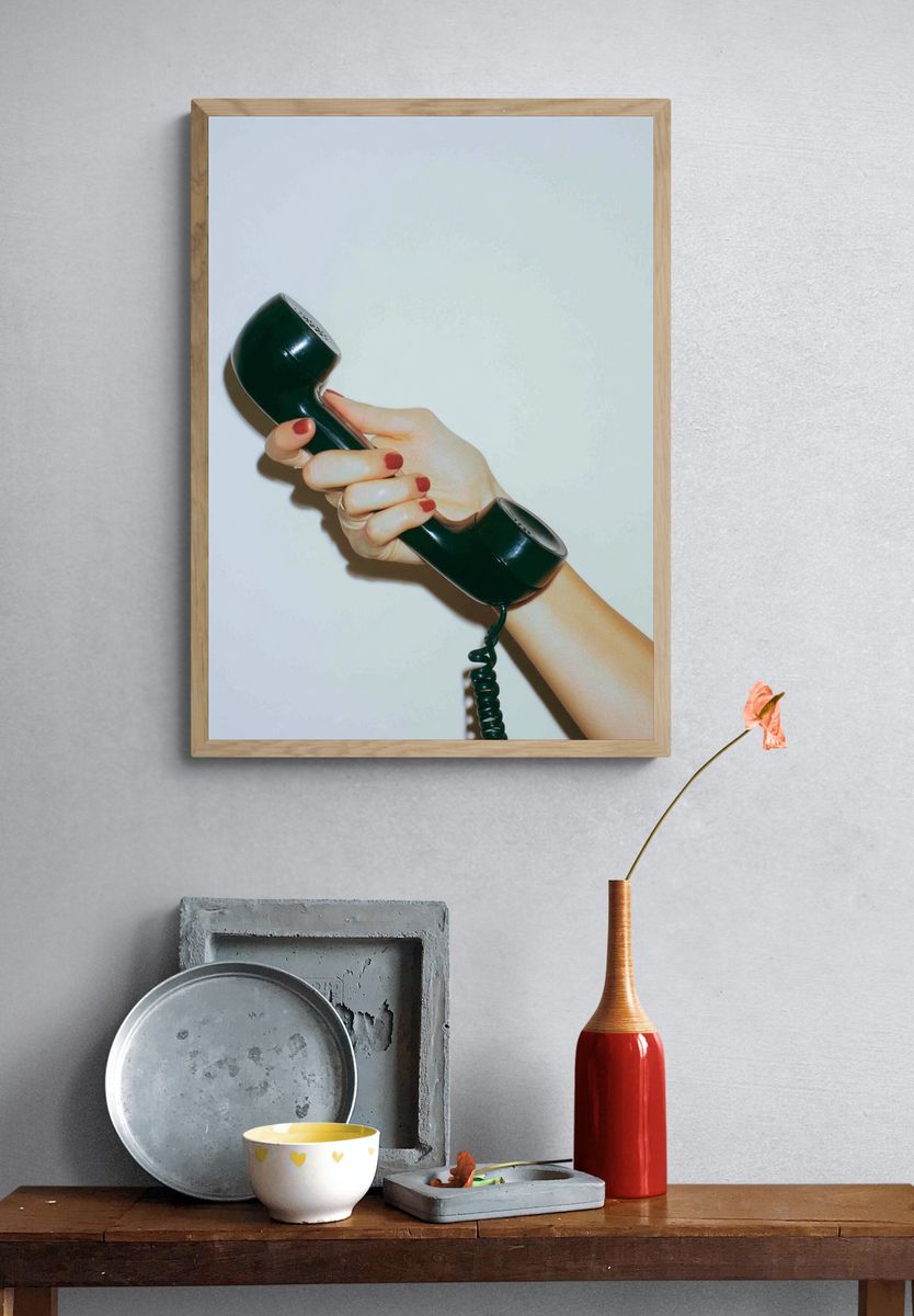 Hand Holding Telephone Photography Poster. — room view 3