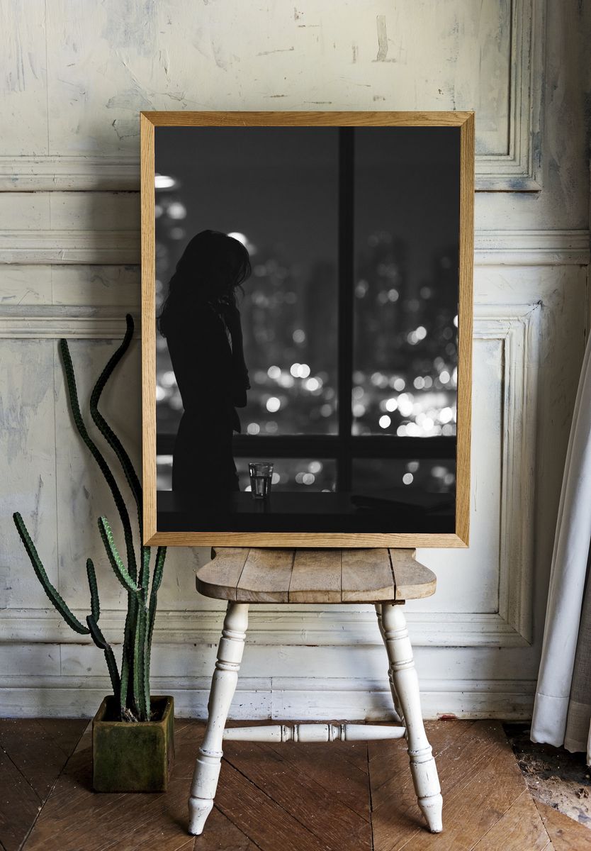 Lonely City Silhouette Photography Poster. room preview