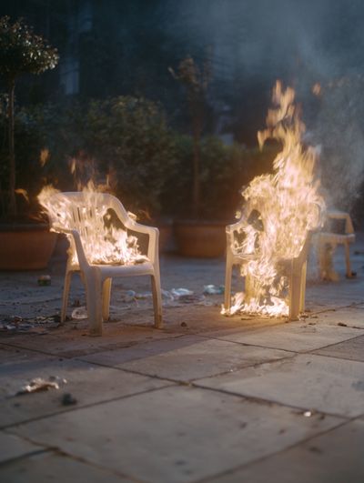 Burning Chairs Photography Poster.