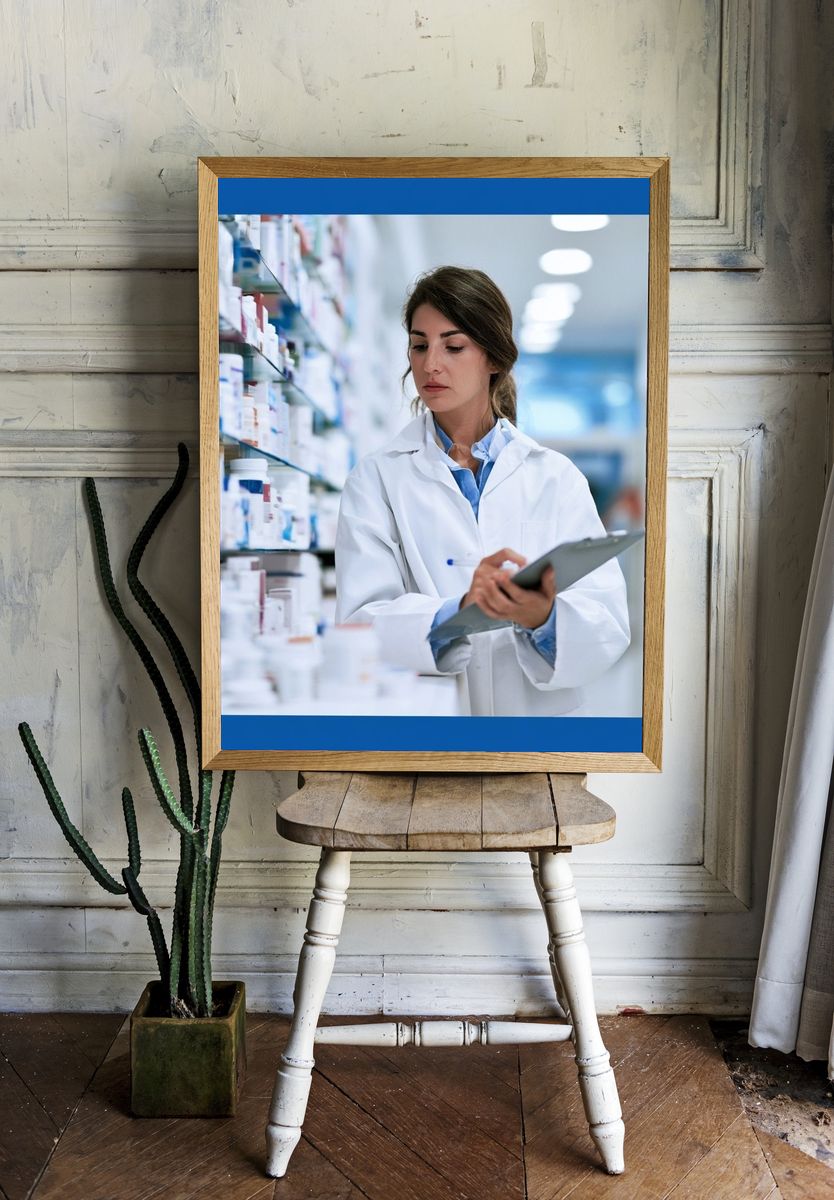 Pharmacist in Aisle Photography Poster. room preview