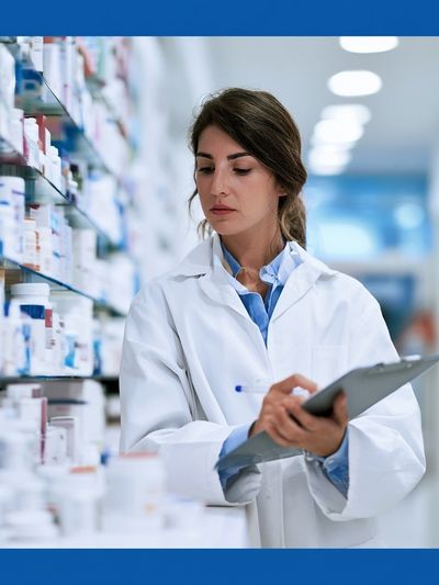 Pharmacist in Aisle Photography Poster.