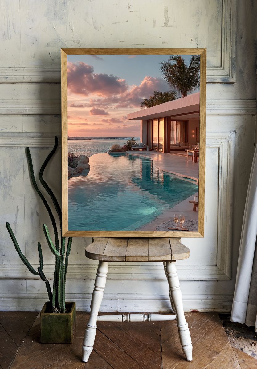 Tropical Ocean Sunset Photography Poster. room preview
