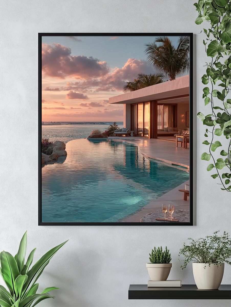Tropical Ocean Sunset Photography Poster. — room view 4