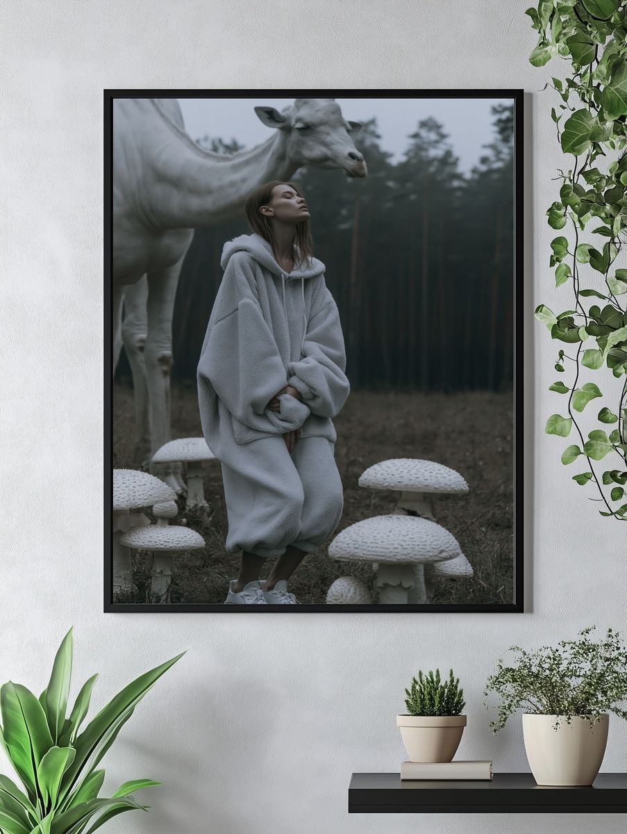 Surreal Forest Giraffe Photography Poster. — room view 4