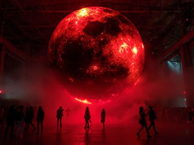Red Orb Installation Photography Poster. poster