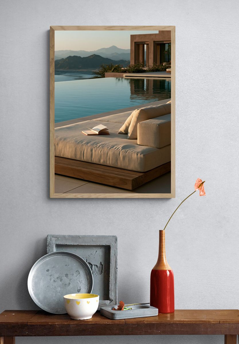 Infinity Pool Mountain View Photography Poster. — room view 3