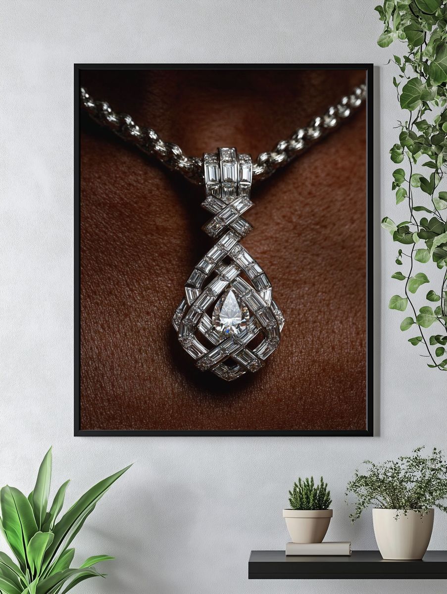 Diamond Pendant Luxury Photography Poster. — room view 4