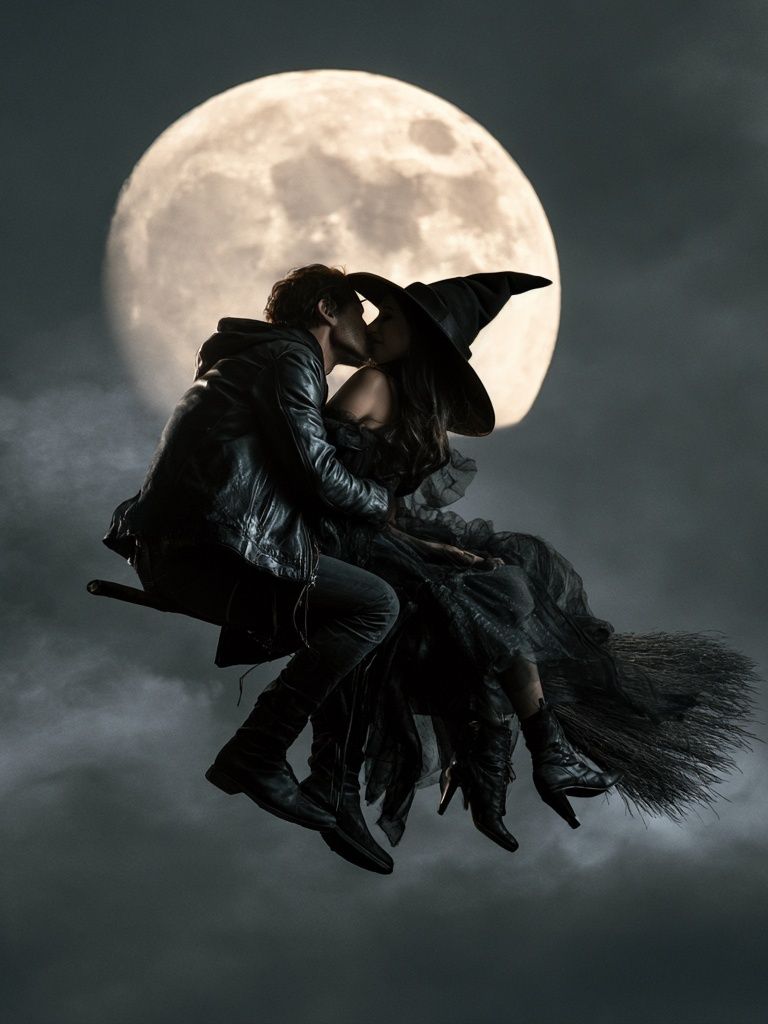 Moonlit Witch Kiss Poster. poster detail