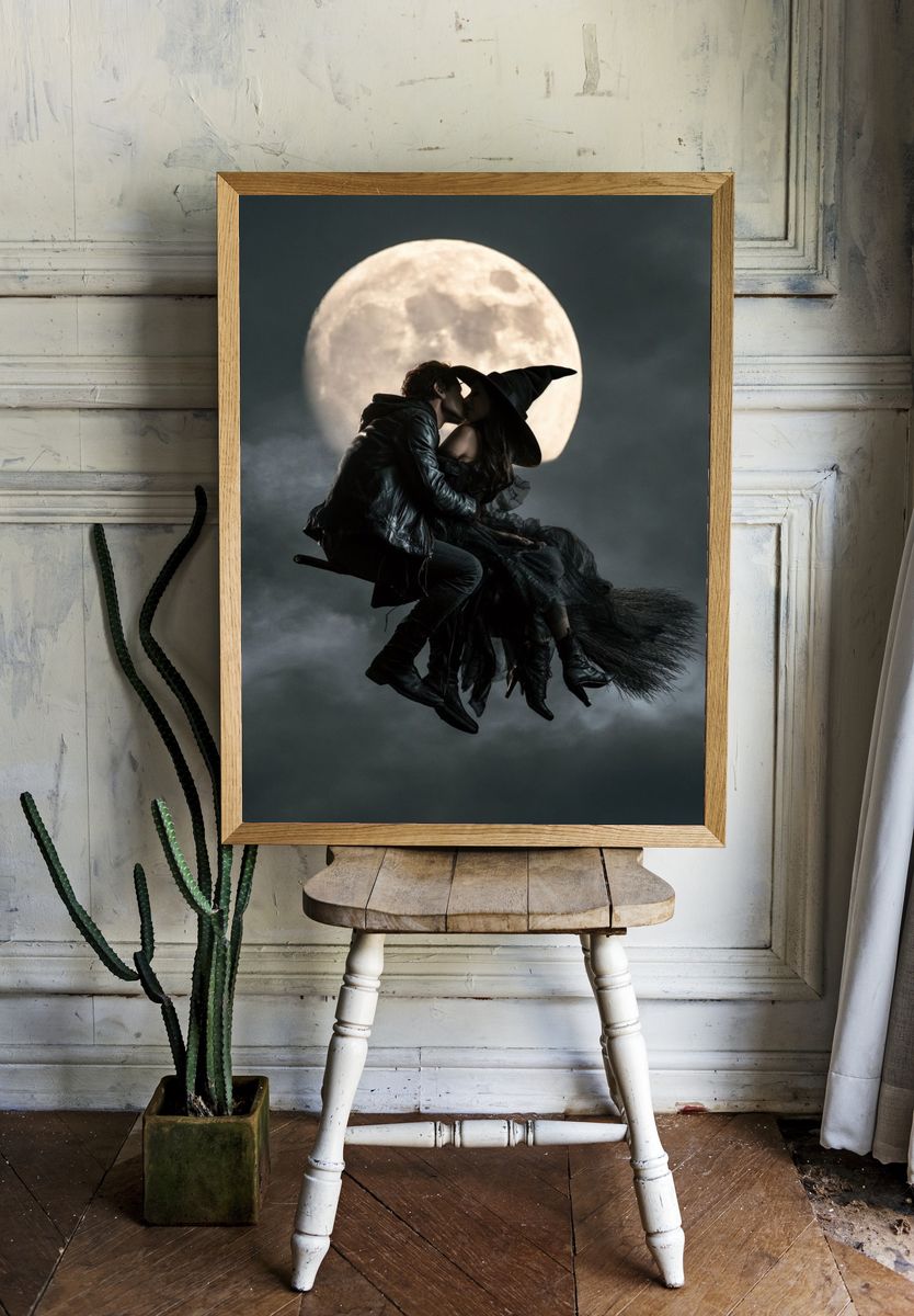 Moonlit Witch Kiss Poster. room preview