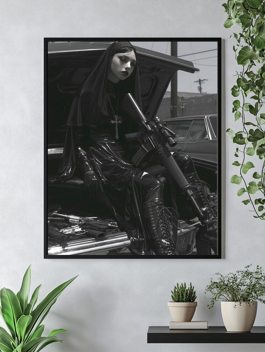 Gothic Nun with Rifle Poster. — room view 4