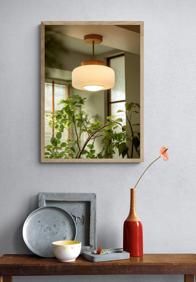 Indoor Plants and Pendant Light Photography Poster. — room view 3