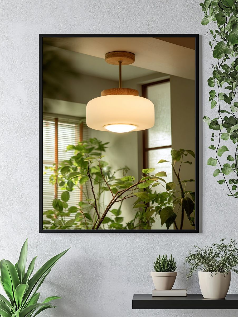 Indoor Plants and Pendant Light Photography Poster. — room view 4