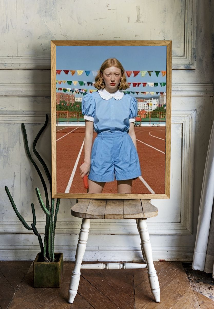 Girl on Track Photography Poster. room preview