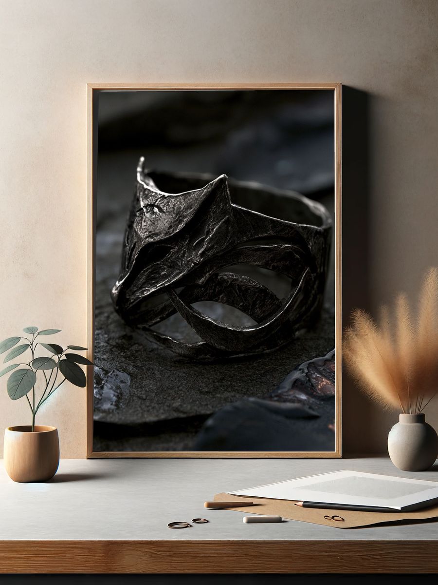 Dark Sculptural Ring Photography Poster. — room view 2