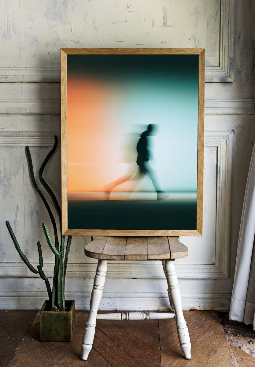 Blurred Walker Photography Print. room preview