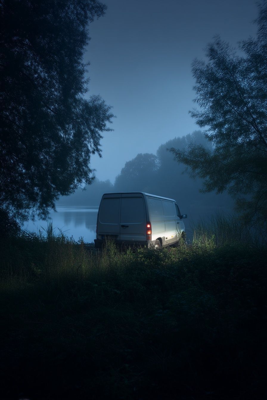 Misty Van by the Lake — Photography Print. poster — photography art