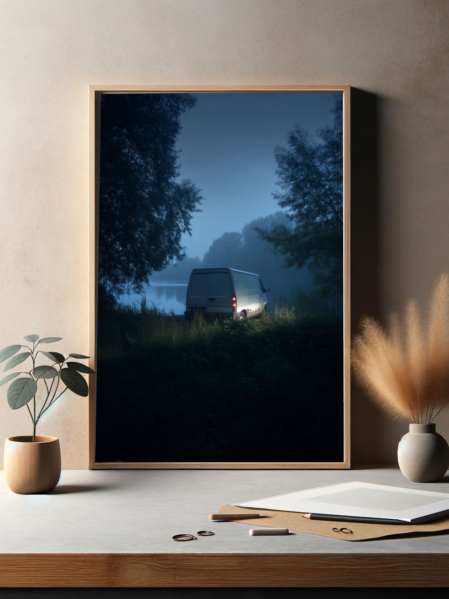 Misty Van by the Lake — Photography Print. — room view 2