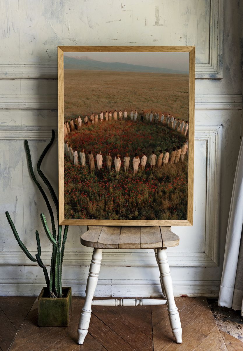 Circle of People in Meadow Photography Poster. — room view 1