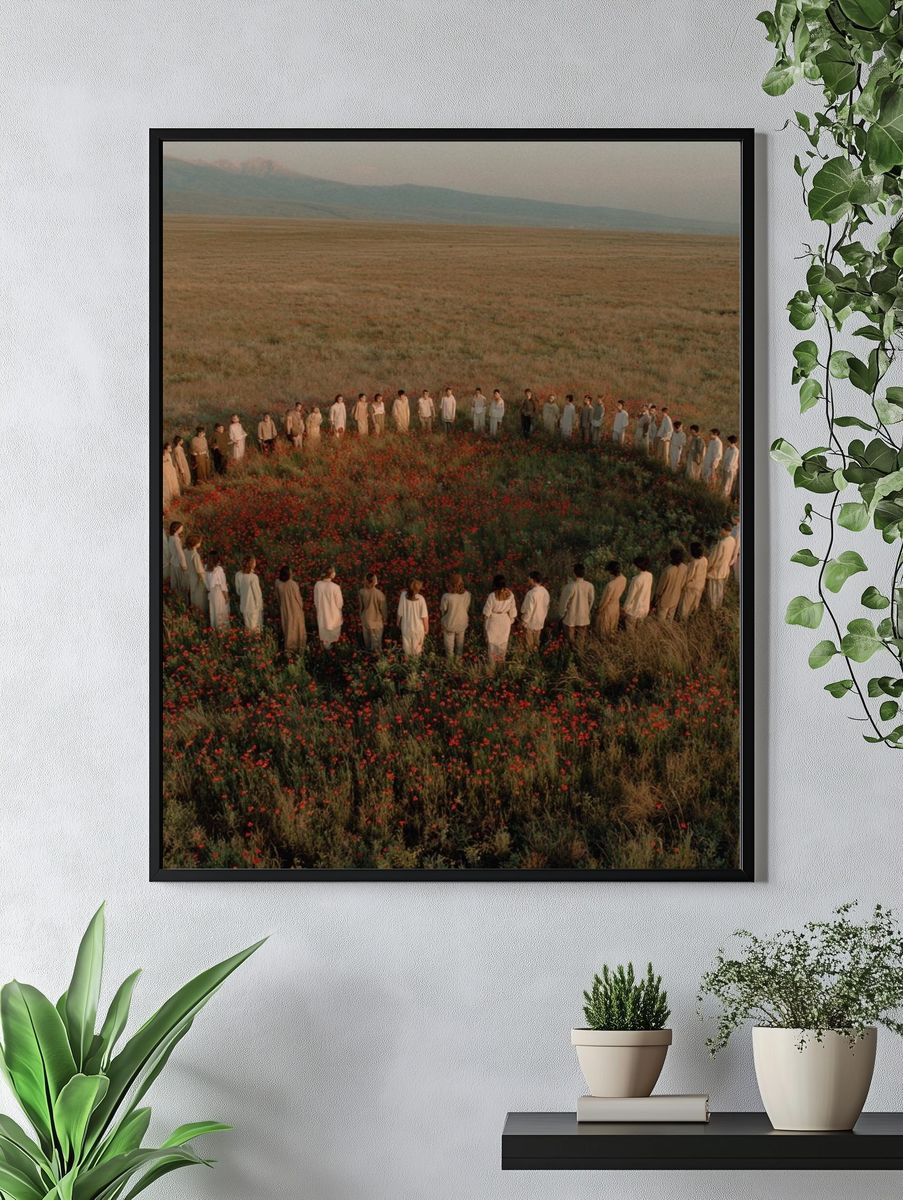 Circle of People in Meadow Photography Poster. — room view 4