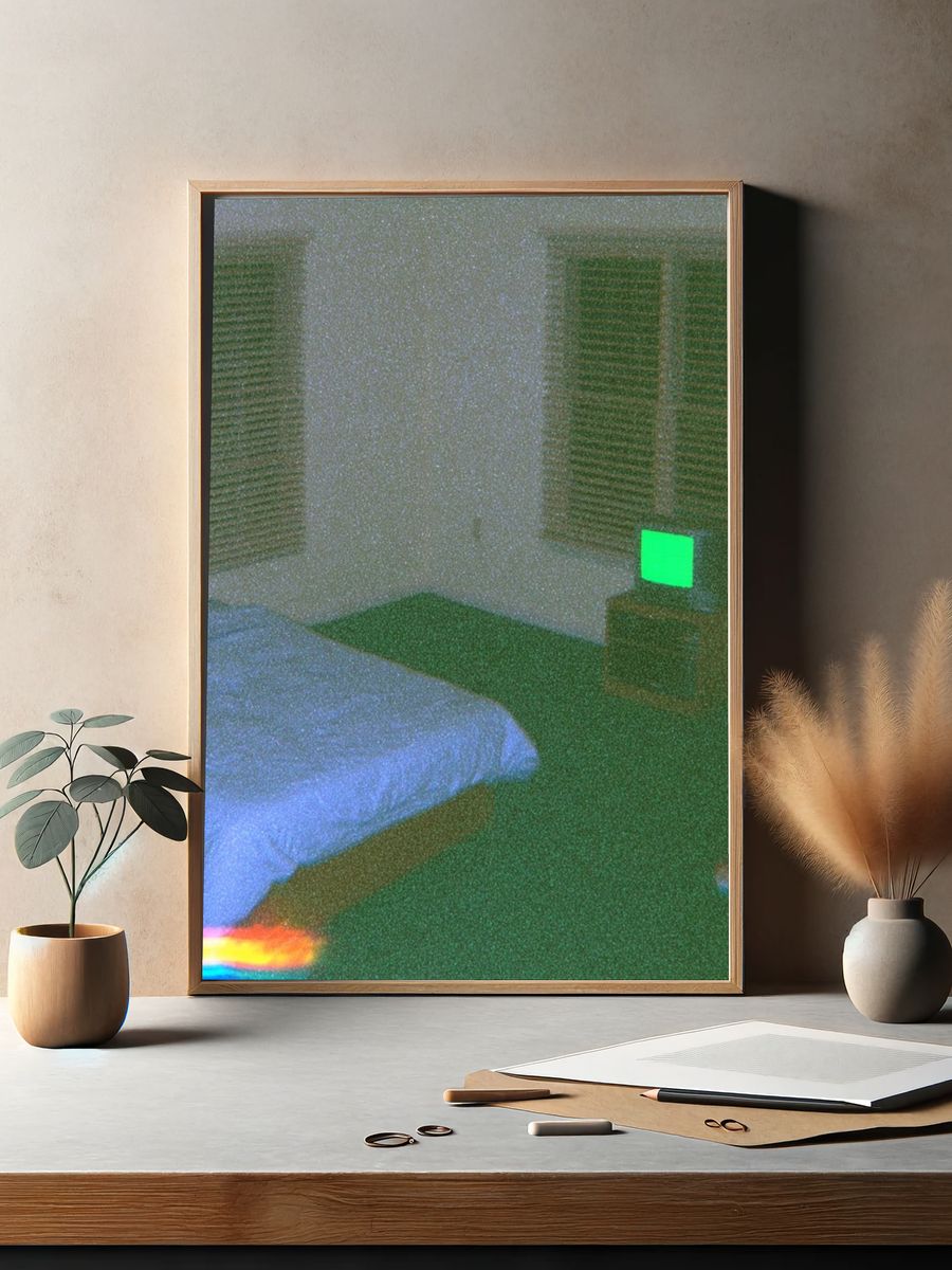 Neon Bedroom Interior Photography Poster. — room view 2