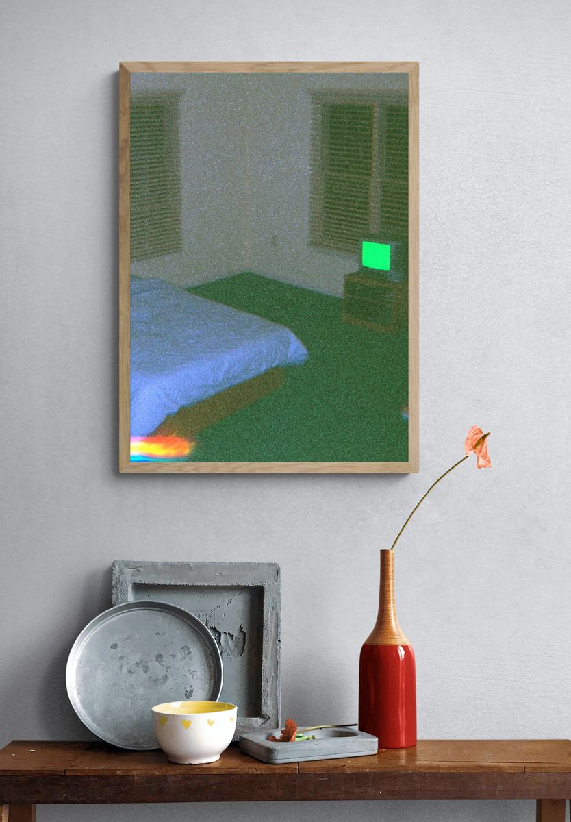 Neon Bedroom Interior Photography Poster. — room view 3