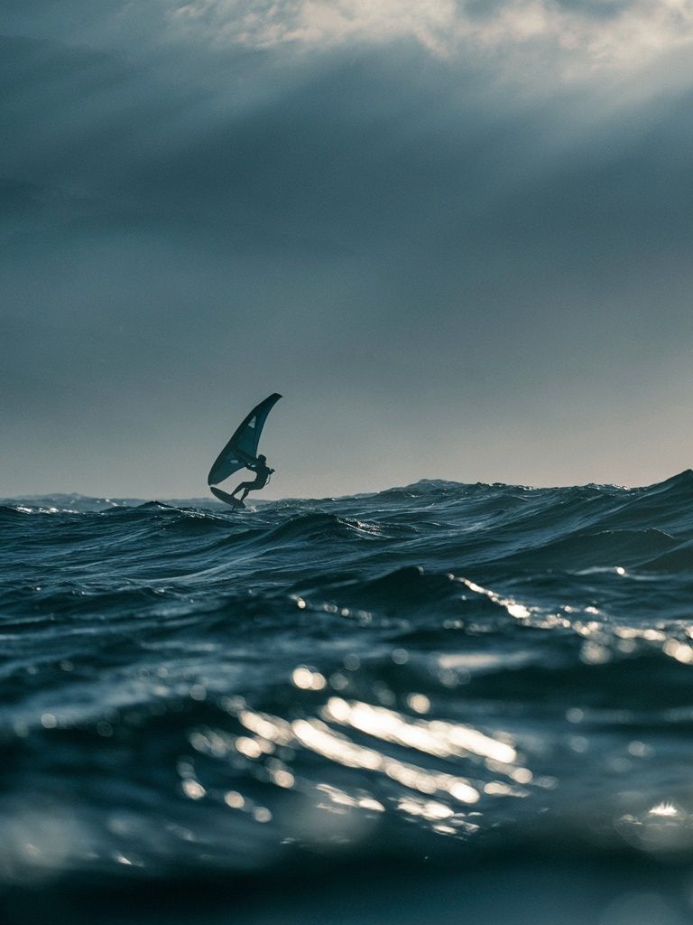 Windsurfing at Sea Photography Poster. poster detail