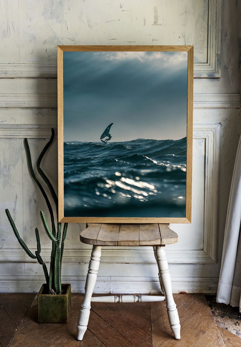 Windsurfing at Sea Photography Poster. room preview