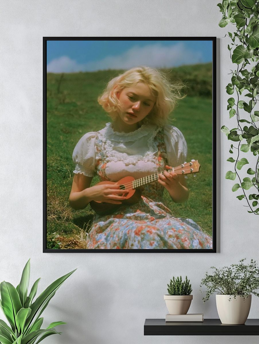 Girl with Ukulele Photography Poster. — room view 4