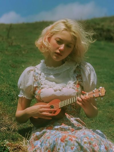 Girl with Ukulele Photography Poster.