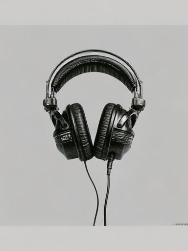 Headphones Black-White Poster. poster detail