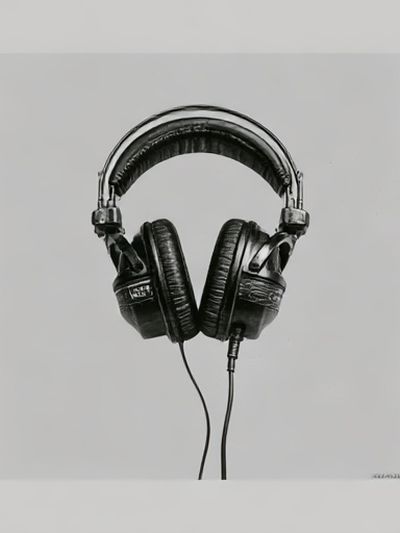 Headphones Black-White Poster.