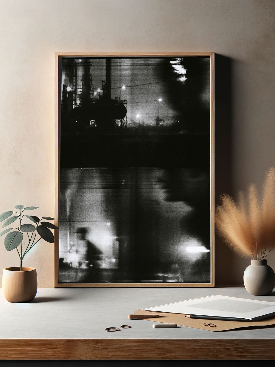 Industrial Nightscape Photography Poster. — room view 2