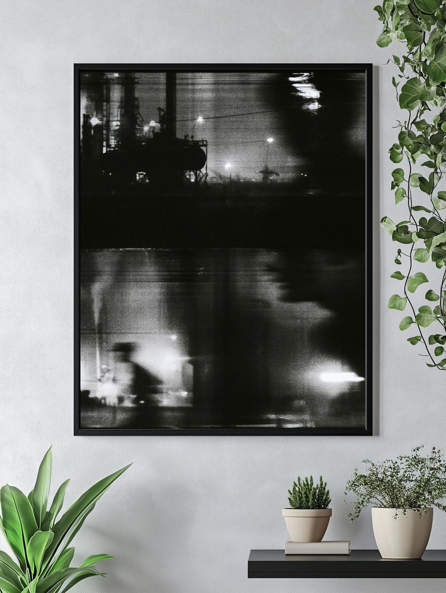 Industrial Nightscape Photography Poster. — room view 4