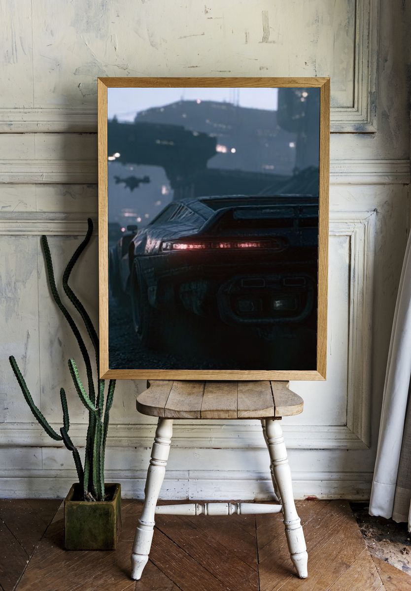 Cyberpunk Sports Car Photography Poster. room preview