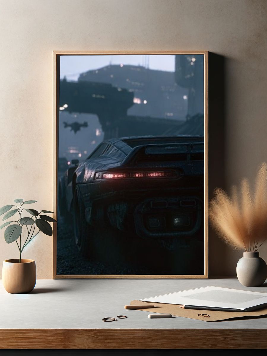 Cyberpunk Sports Car Photography Poster. — room view 2