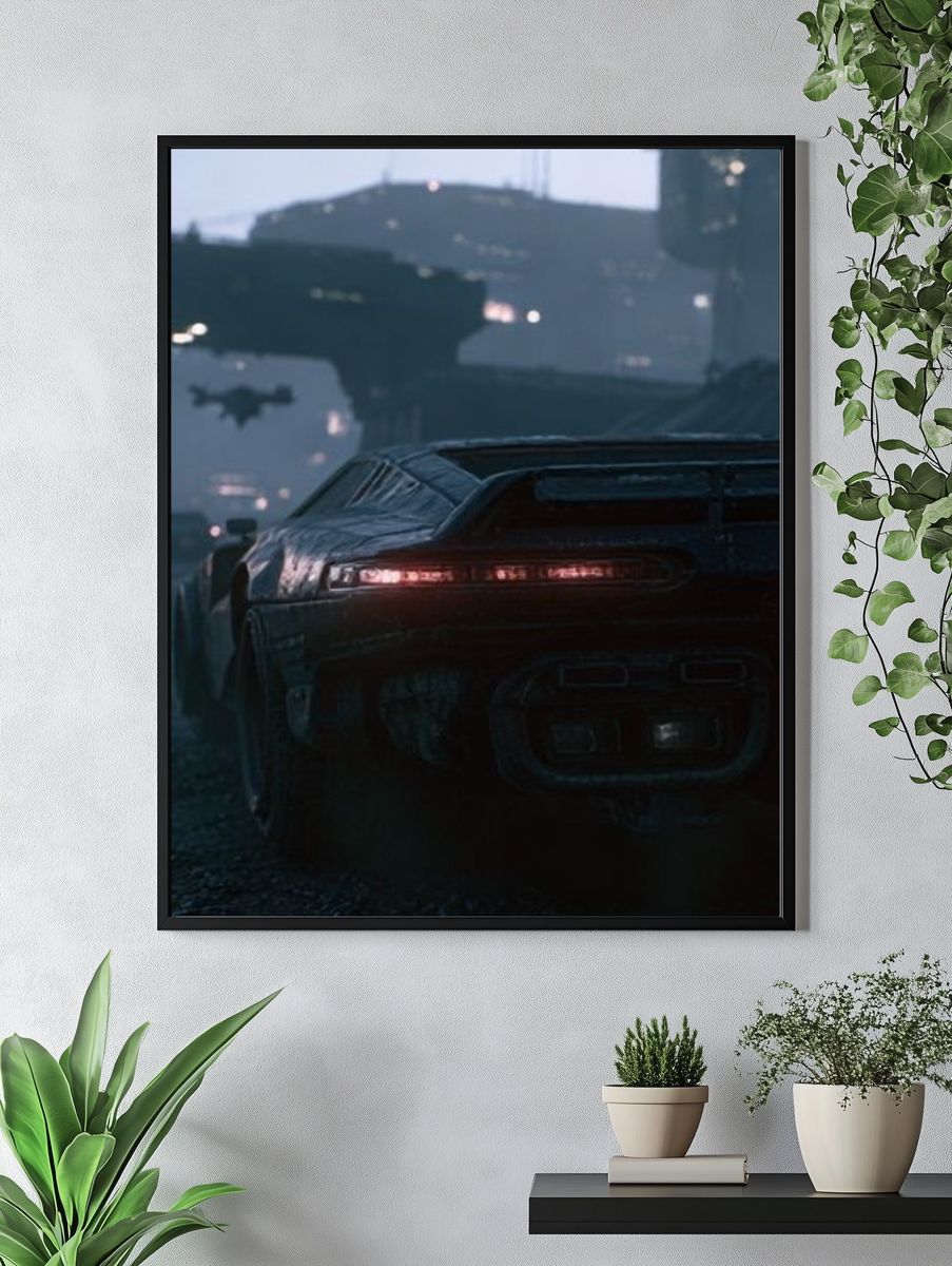 Cyberpunk Sports Car Photography Poster. — room view 4
