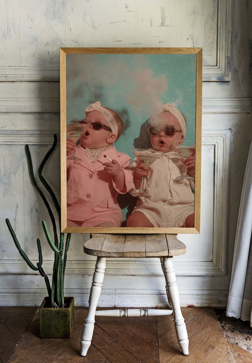 Retro Baby Cocktail Portrait Poster. — room view 1