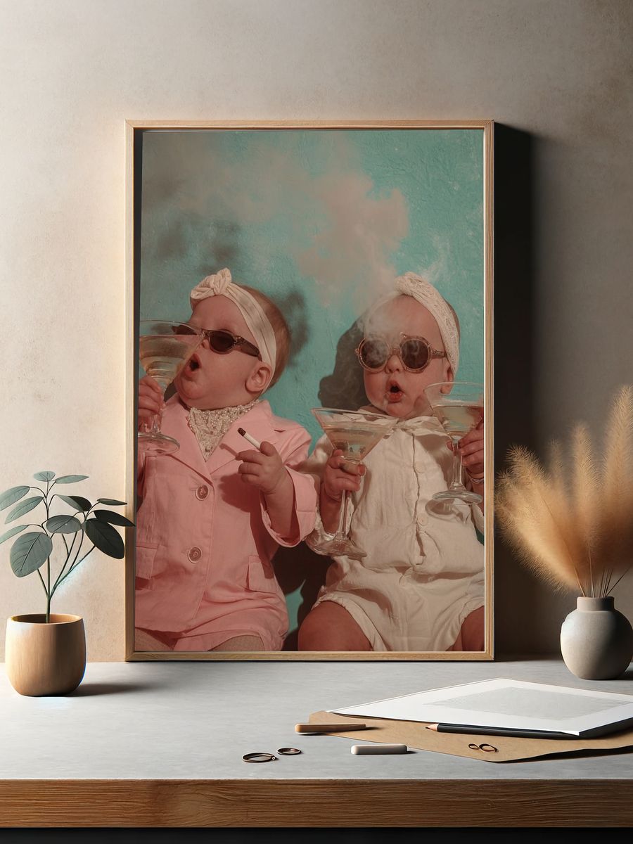 Retro Baby Cocktail Portrait Poster. — room view 2