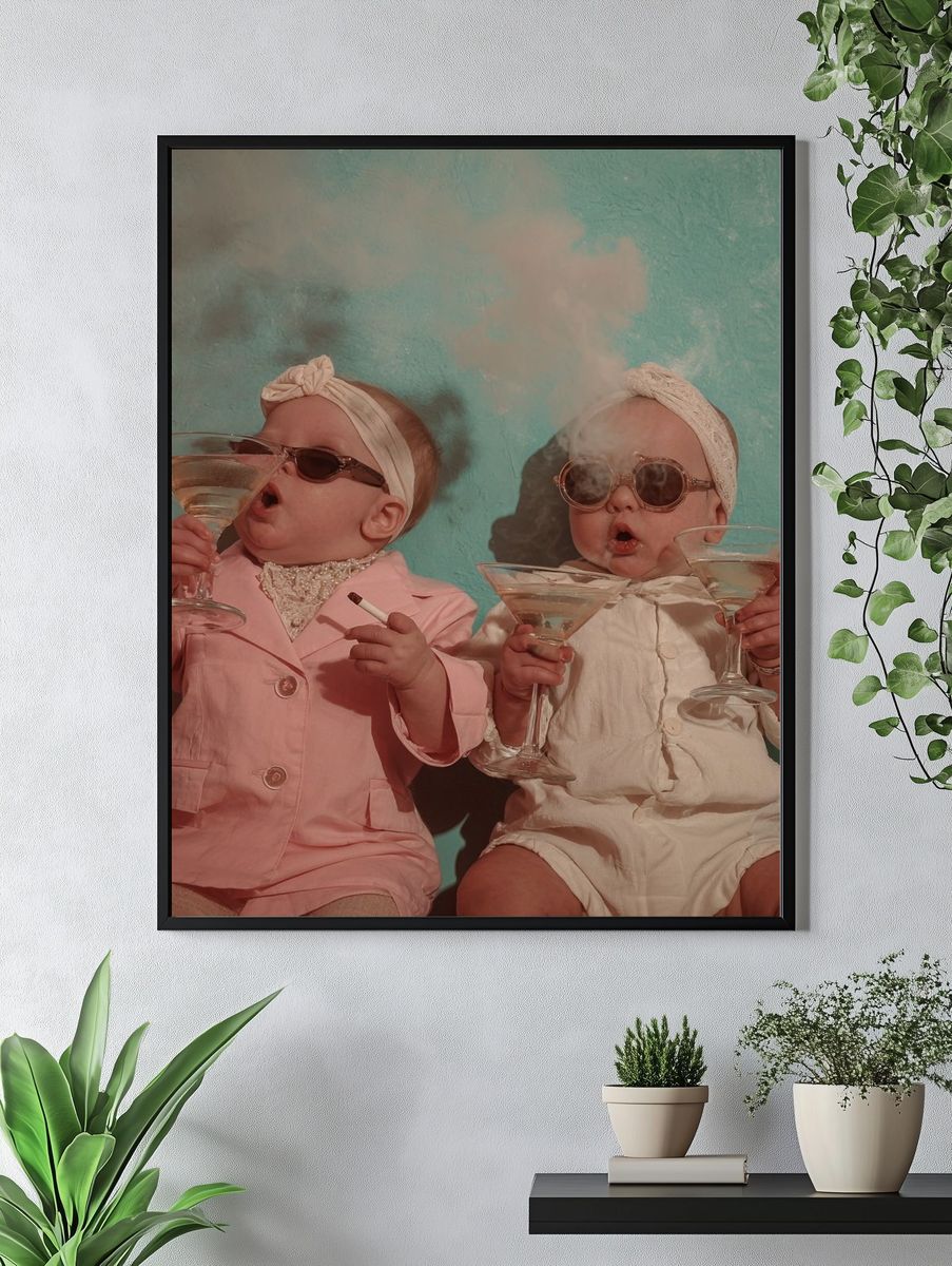 Retro Baby Cocktail Portrait Poster. — room view 4