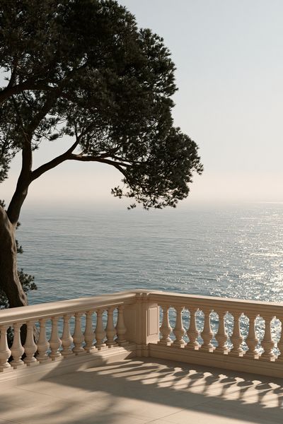 Mediterranean Seaside Terrace Print. poster
