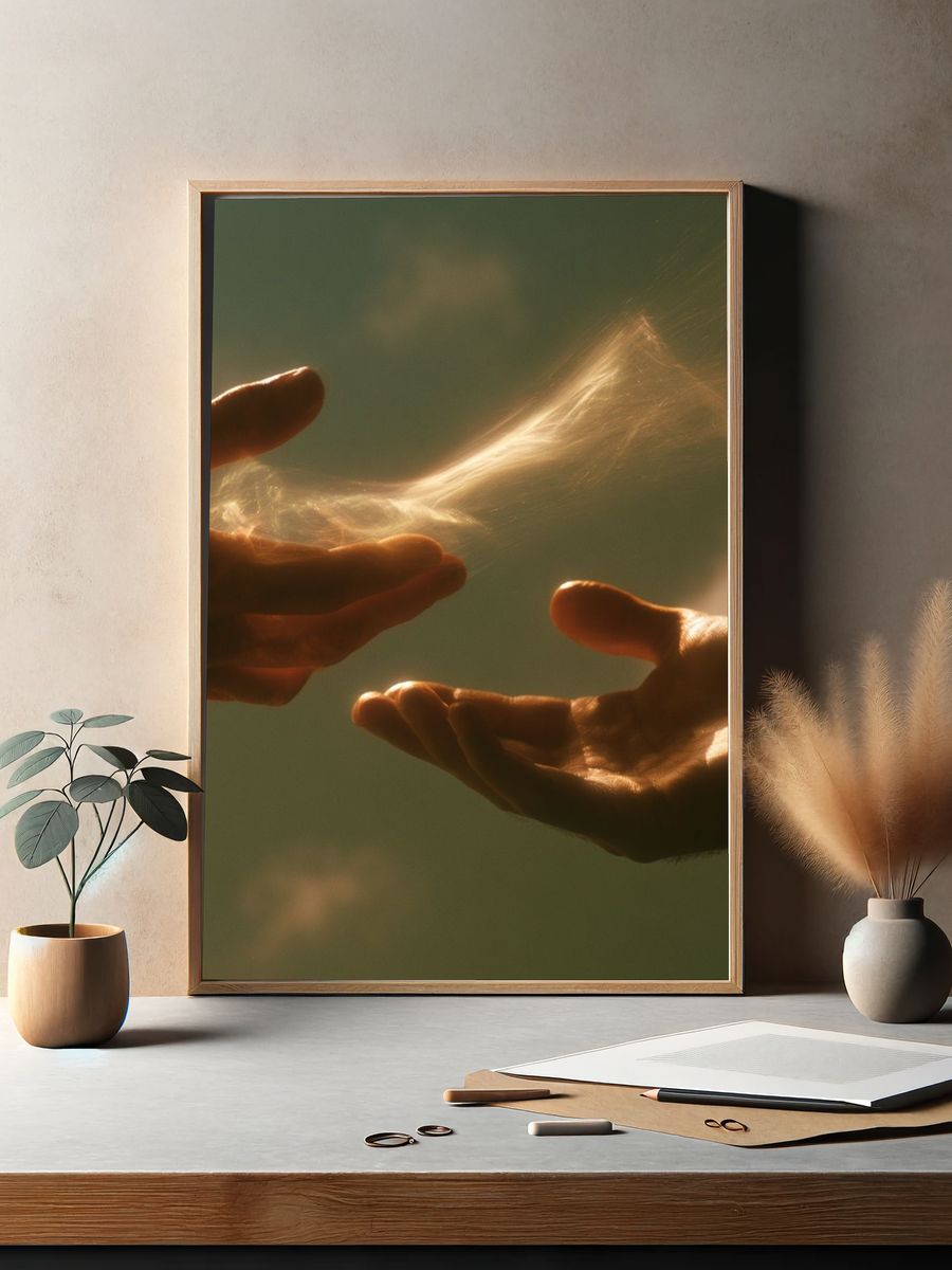 Hands and Light Photography Poster. — room view 2