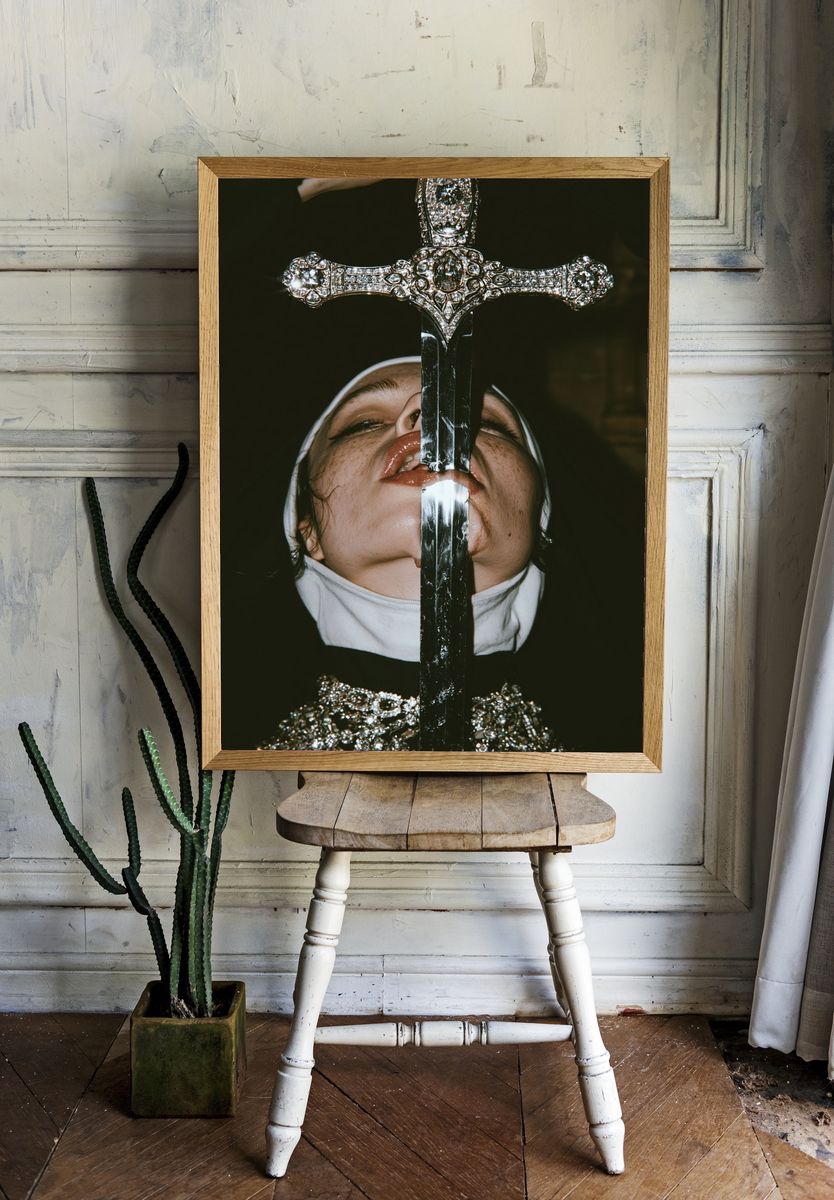 Surreal Cross Portrait Poster. room preview