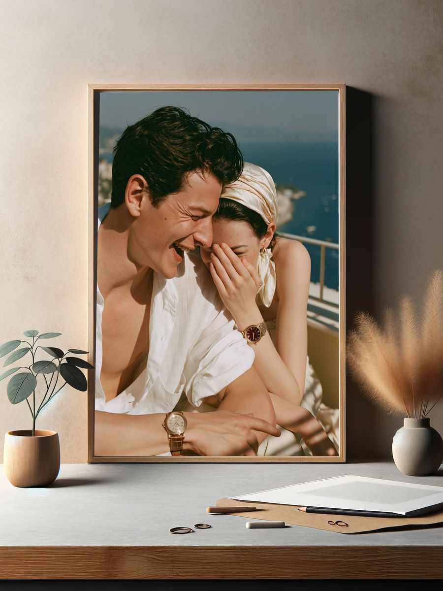 Sunlit Couple Portrait Photography Poster. — room view 2
