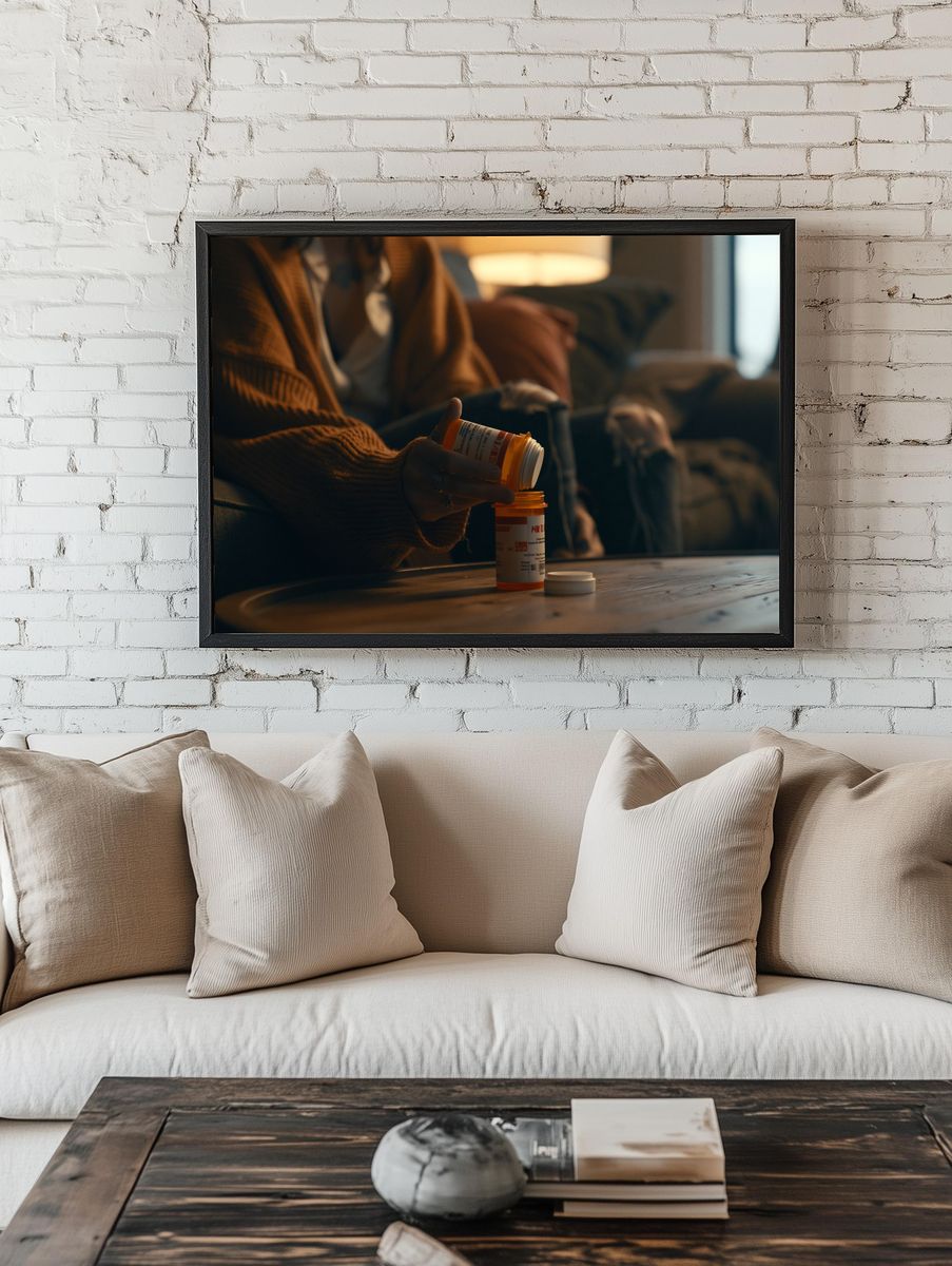 Pill Bottle Still Life Photography Poster. — room view 1