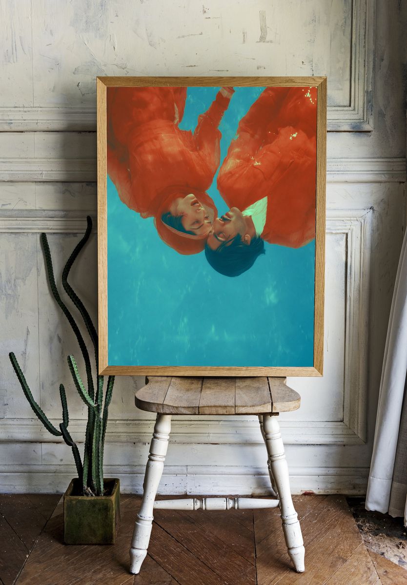 Underwater Lovers Photography Poster. room preview