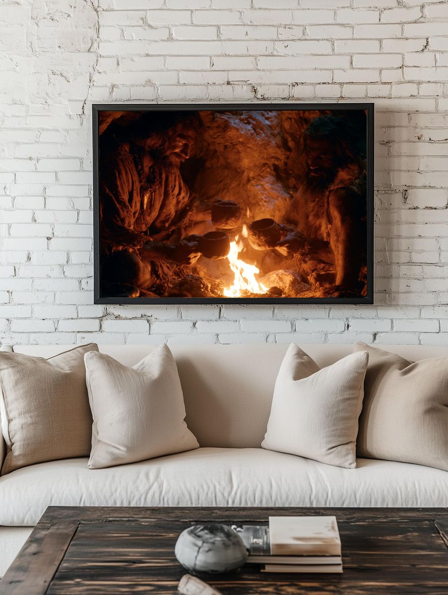 Caveman Fire Ritual Poster. room preview