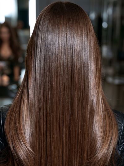 Glossy Brunette Hair Portrait Print.