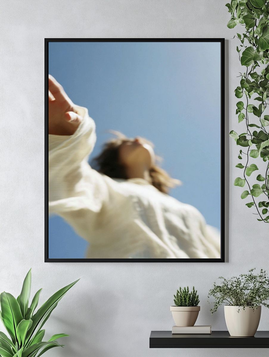 Blurred Figure in Sky Photography Poster. — room view 4
