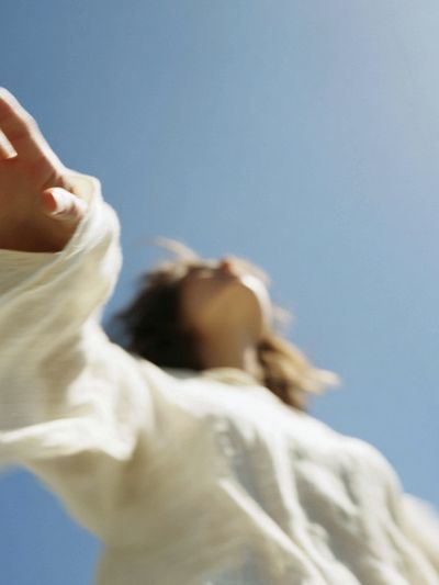 Blurred Figure in Sky Photography Poster.